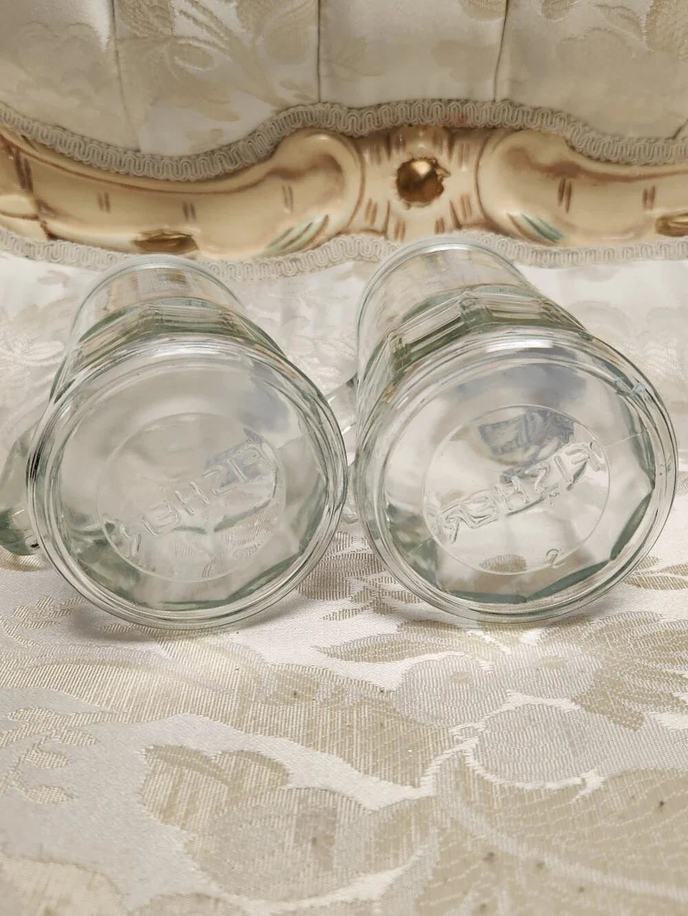 Vintage Super Bowl XXI (21) Glass Mugs, Set Of 2, 1986/7, Pasedena, Fisher, Cup